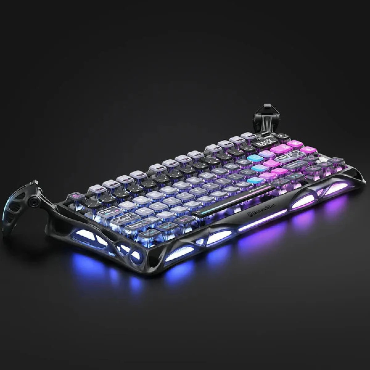 كيبورد ألعاب ميكانيكي لاسلكي GravaStar Mercury K1 Pro 75% جالاكسي بلاك