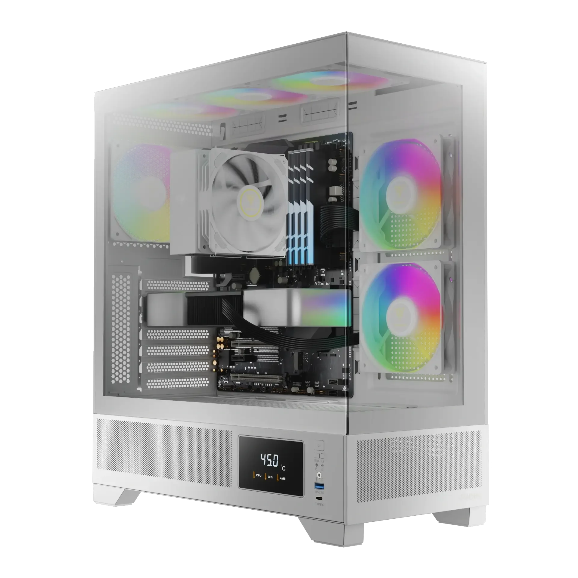 GAMDIAS ATLAS M1 ARGB Mid-Tower Gaming Case White - Thumbnail 5