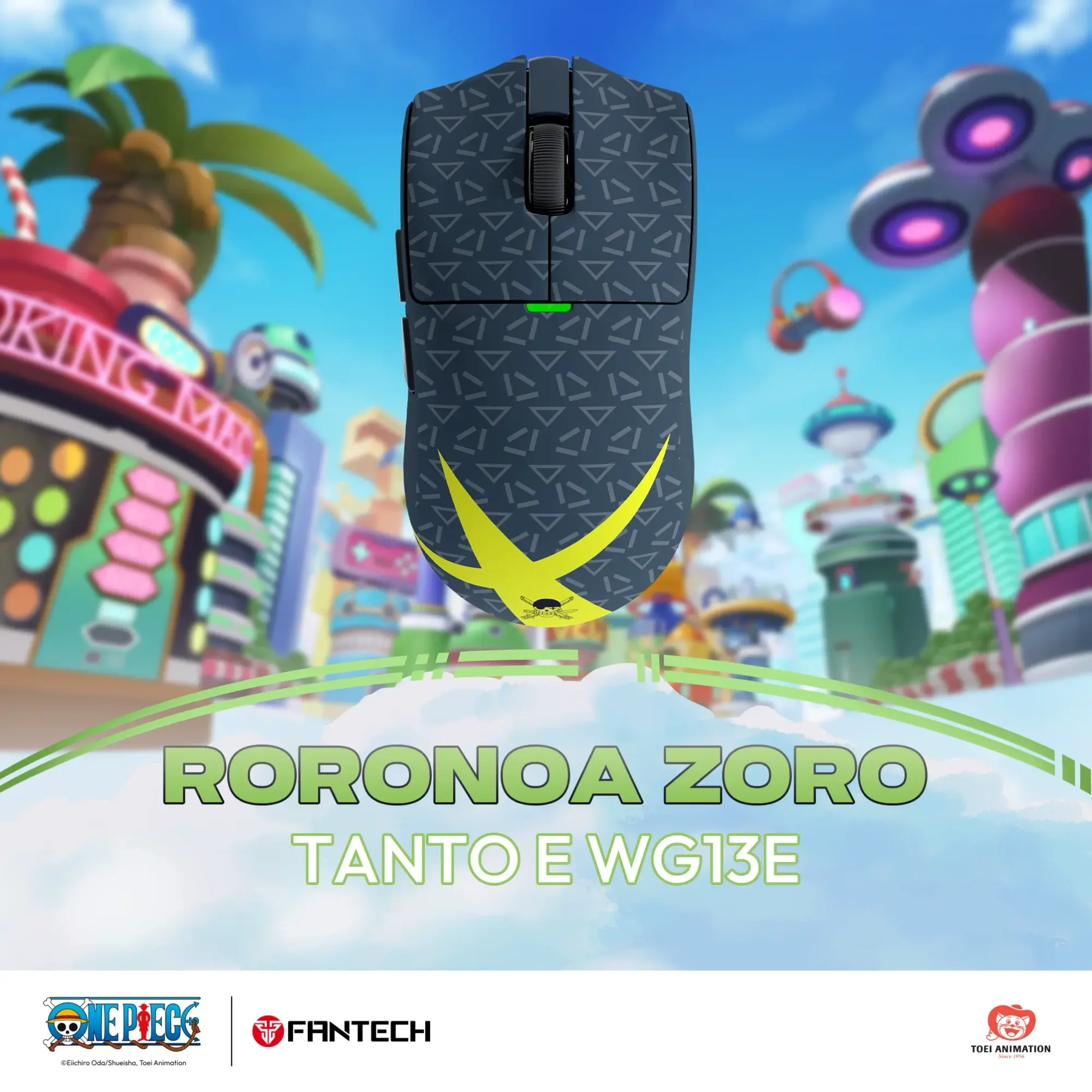 ماوس ألعاب Fantech TANTO E WG13E إصدار One Piece Roronoa Zoro Egghead ثلاثي الوضع لاسلكي - Thumbnail 3