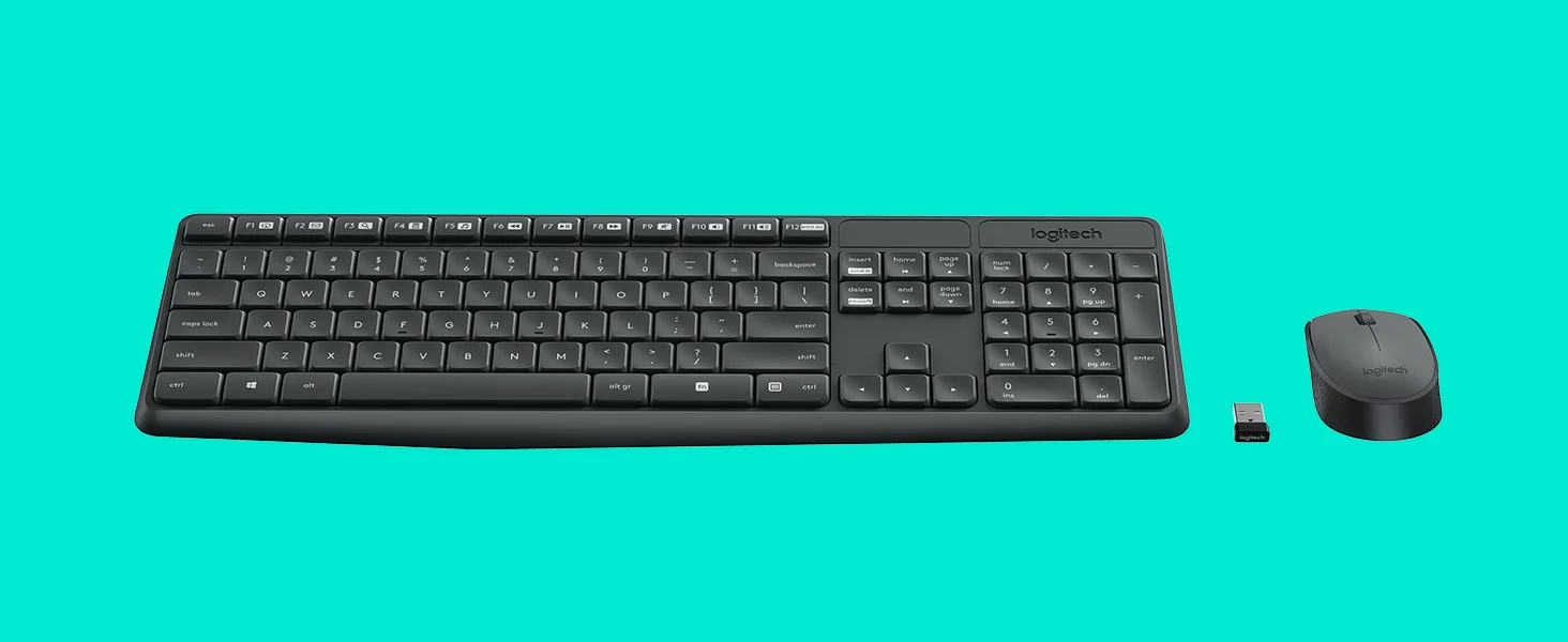 مجموعة لوحة مفاتيح وفأرة لاسلكية Logitech MK235 بتخطيط عربي/إنجليزي، أسود - Image 13