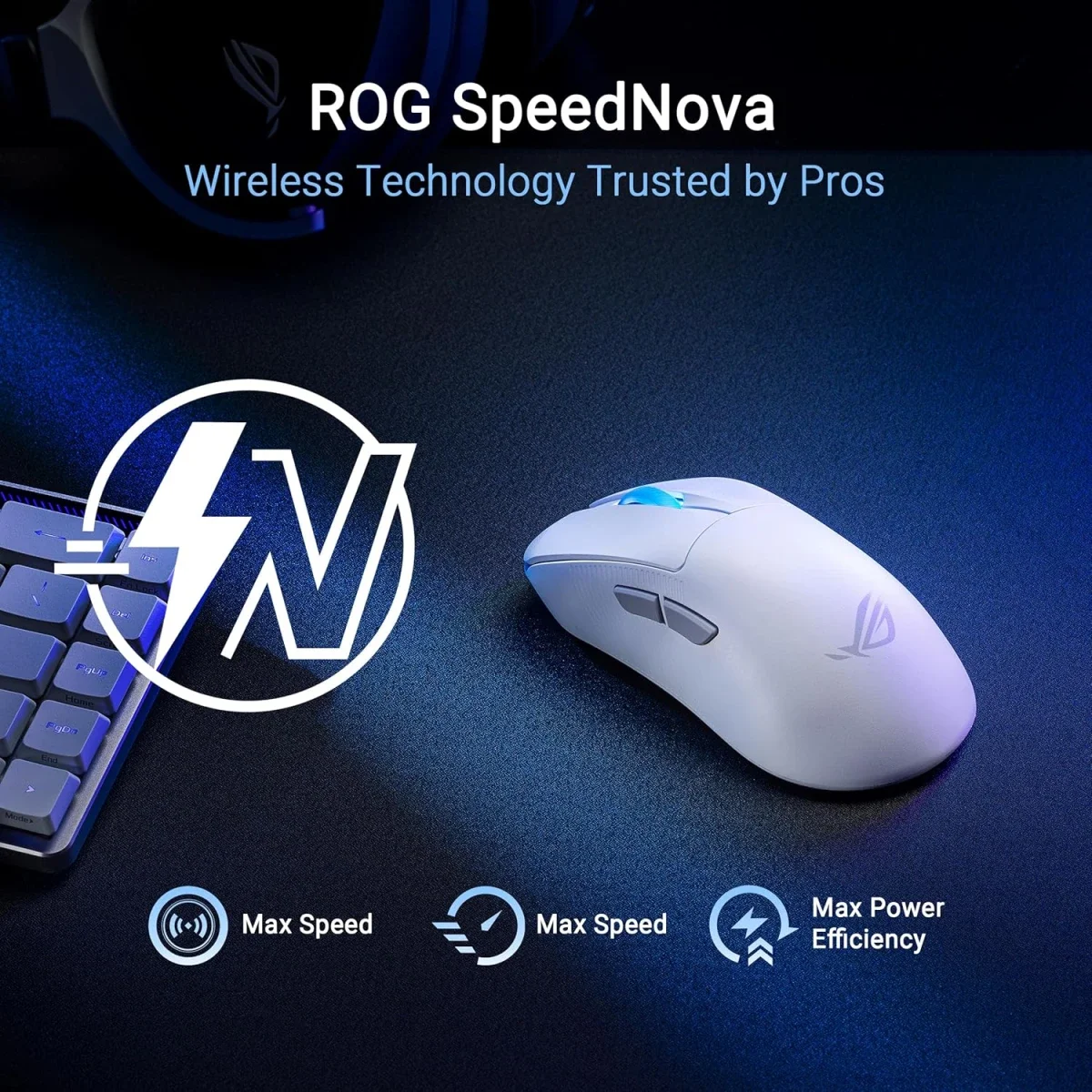 ماوس ألعاب Asus ROG Keris II Ace فائق الخفة 54 غرام بتصميم مريح وبدقة 42,000 DPI، أبيض - Thumbnail 7