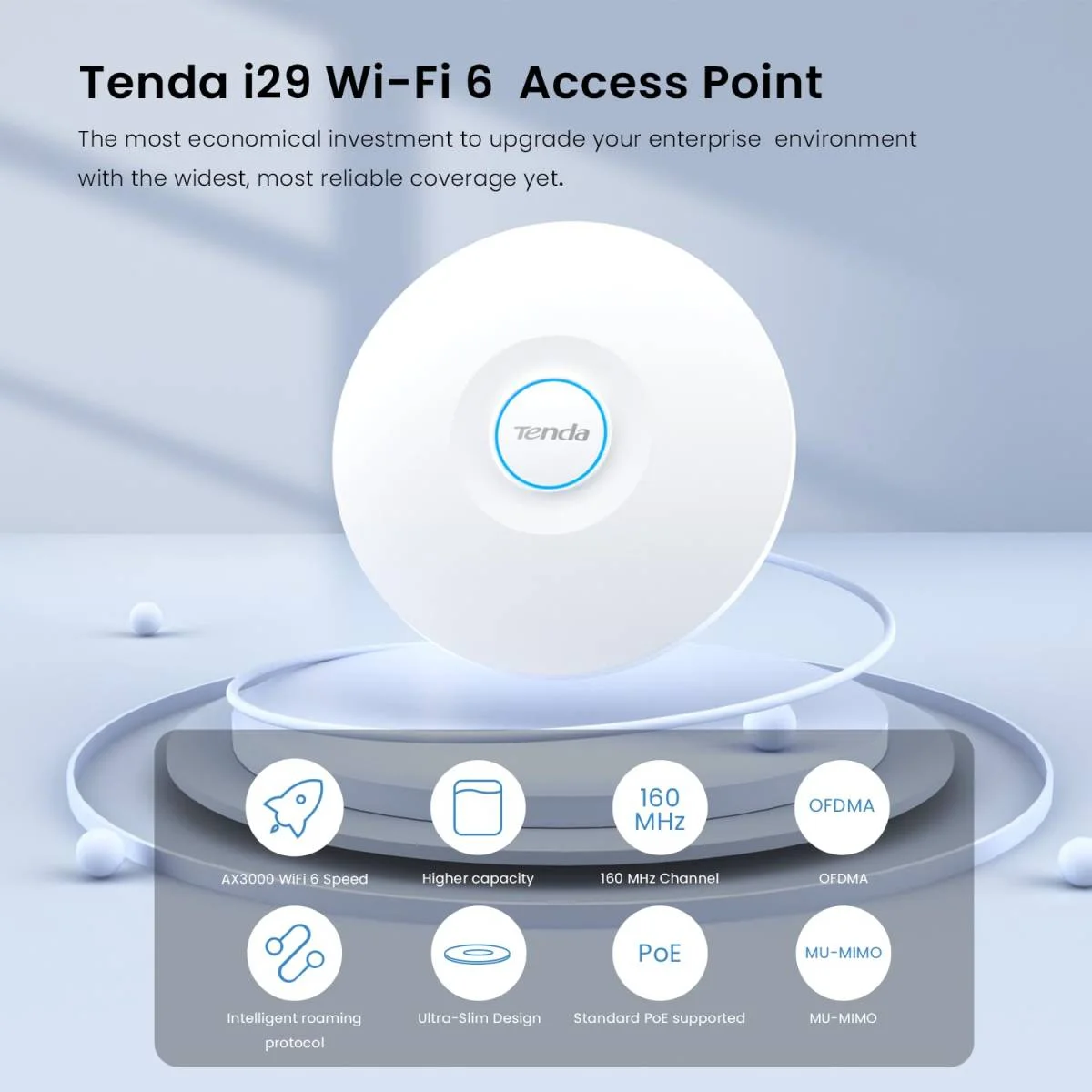 نقطة وصول سقفية Tenda i29 AX3000 Wi-Fi 6 ثنائية النطاق بسرعة 3000Mbps وعرض 160MHz - Image 2