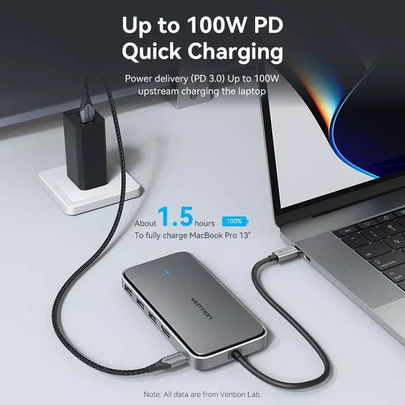 محطة توصيل Vention TPYBB USB-C 8 في 1 مع حاضنة M.2 SSD - Image 3