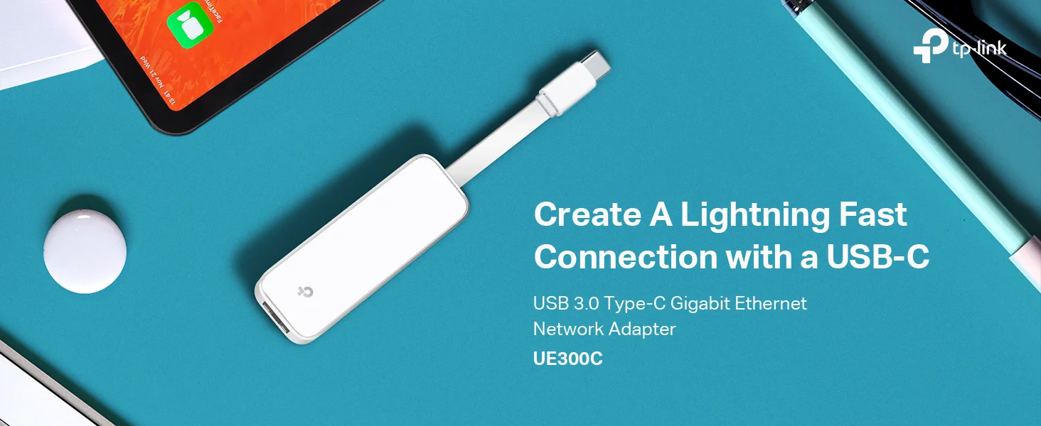 TP-LINK UE300C USB-C to Gigabit Ethernet Adapter - White - Thumbnail 7