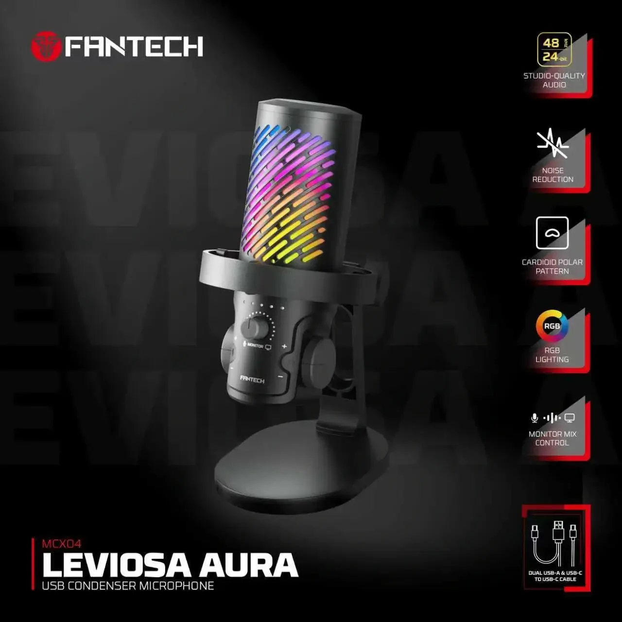 Fantech MCX04 LEVIOSA AURA USB Condenser Microphone - Thumbnail 3