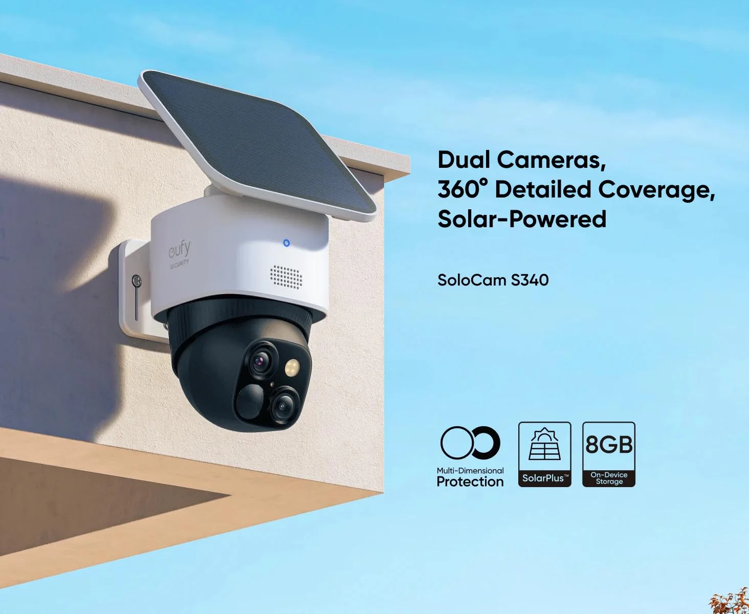 كاميرا مراقبة Anker eufy SoloCam S340 خارجية لاسلكية بعدستين ولوح شمسي - Image 8