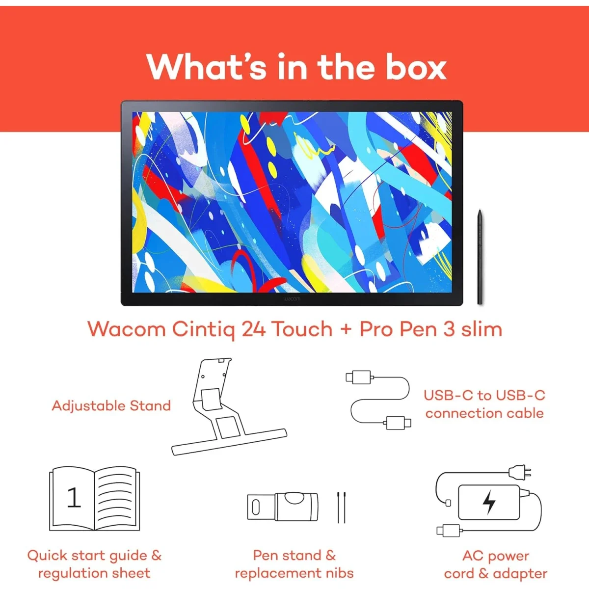 لوح رسم بشاشة Wacom Cintiq 24 Touch مقاس 23.8 إنش بدقة 1920x1080 وUSB-C DTH246K0B - Thumbnail 5