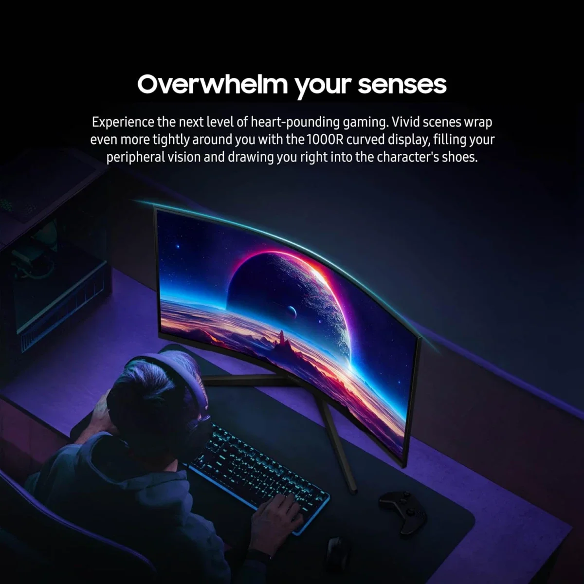 شاشة ألعاب Samsung Odyssey G5 G55C منحنية 27 إنش QHD بتردد 165 هرتز أسود - Thumbnail 4