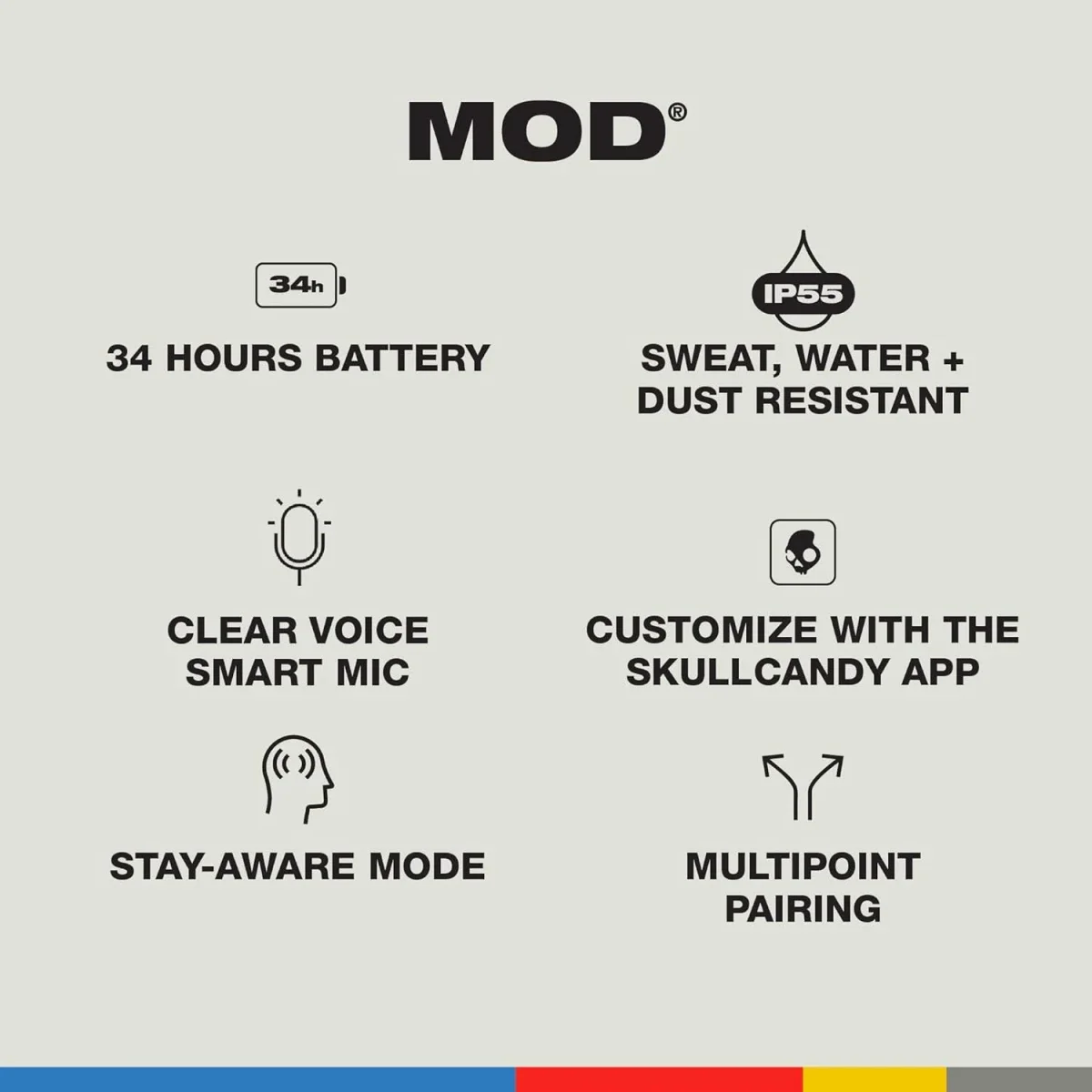 Skullcandy Mod Wireless Bluetooth Earbuds, 32-Hour Battery, True Black - Thumbnail 6