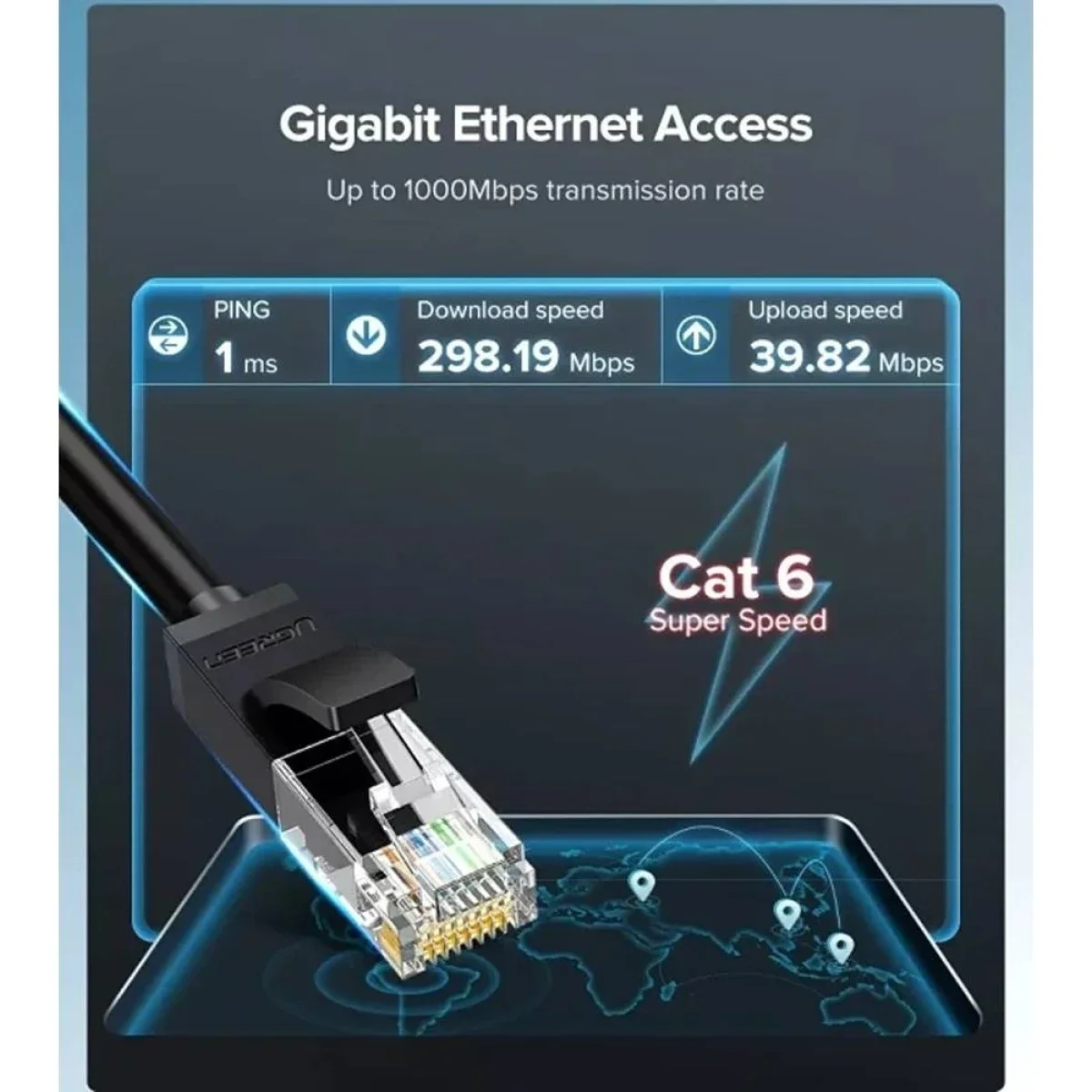 Ugreen 20164 Cat 6 U/UTP Ethernet LAN Cable 10m 1000Mbps Black - Thumbnail 4