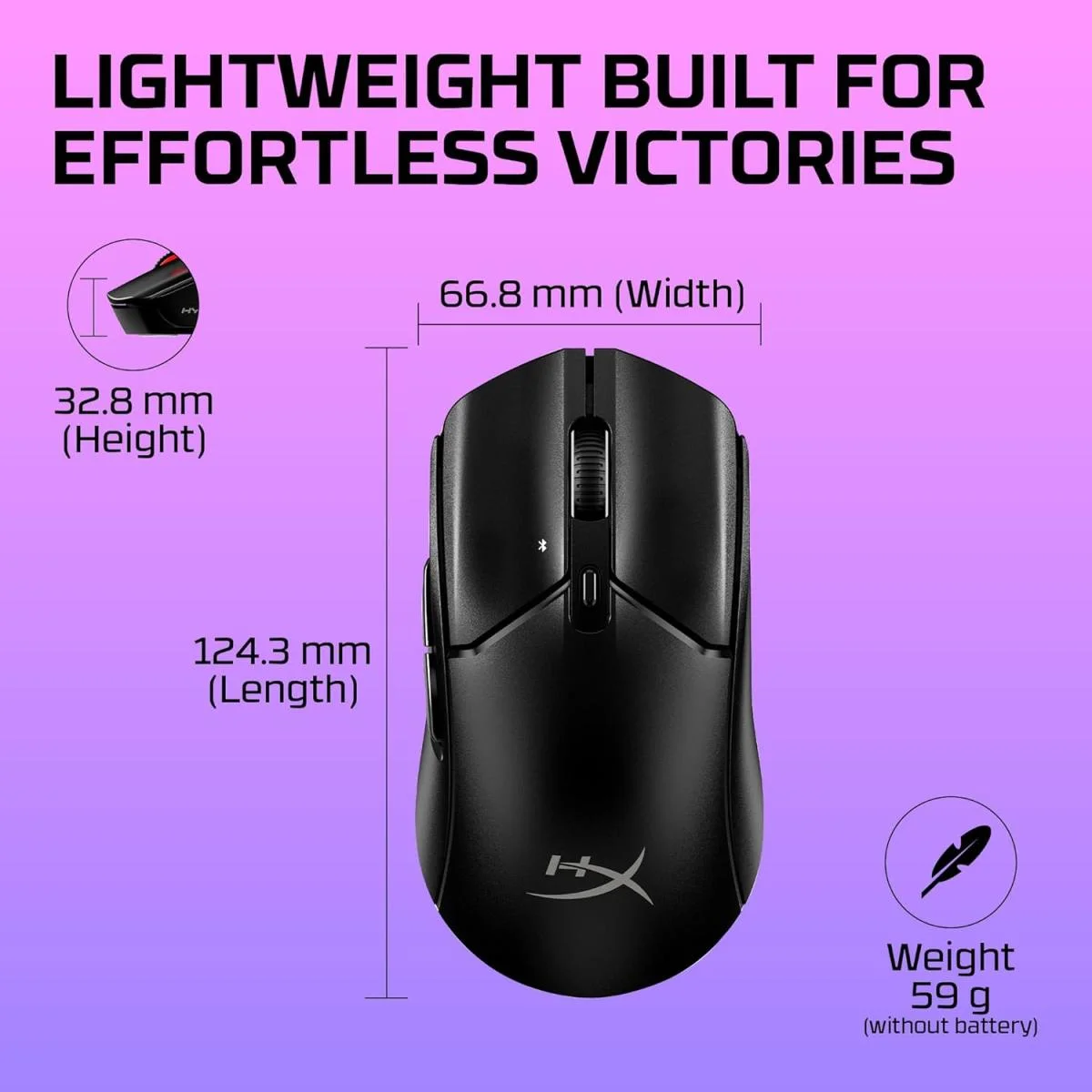 ماوس ألعاب HyperX Pulsefire Haste 2 Core Wireless لاسلكي RGB، 12K DPI، 70 جم - Image 3