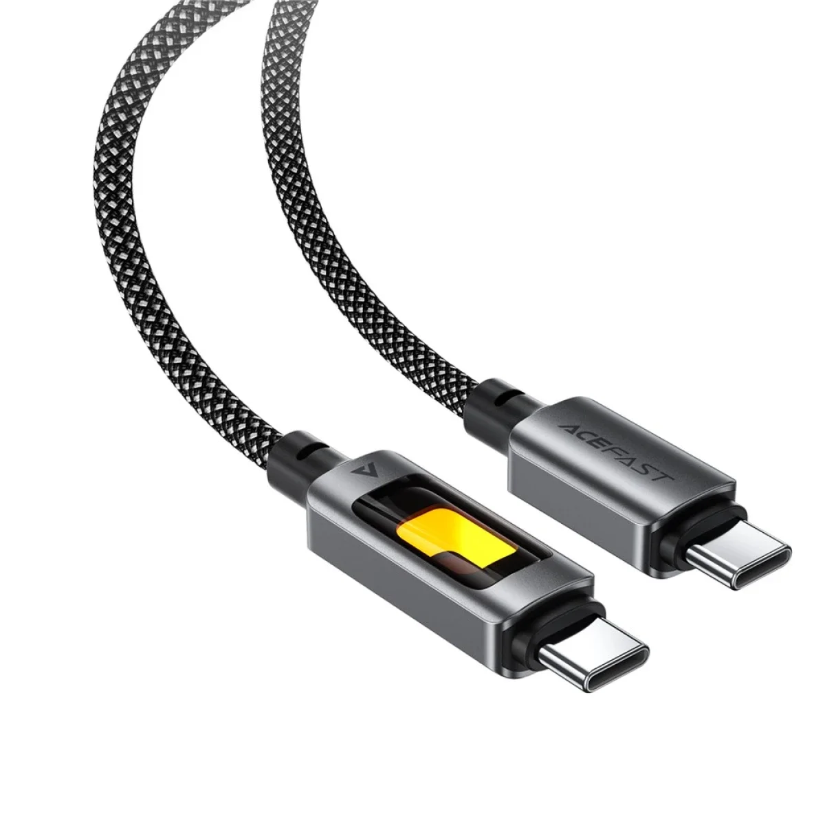 كابل ACEFAST C21-03 مضفر USB-C إلى USB-C بطول 1.2 متر وقدرة 60 واط بإضاءة ملونة - أسود - Thumbnail 4
