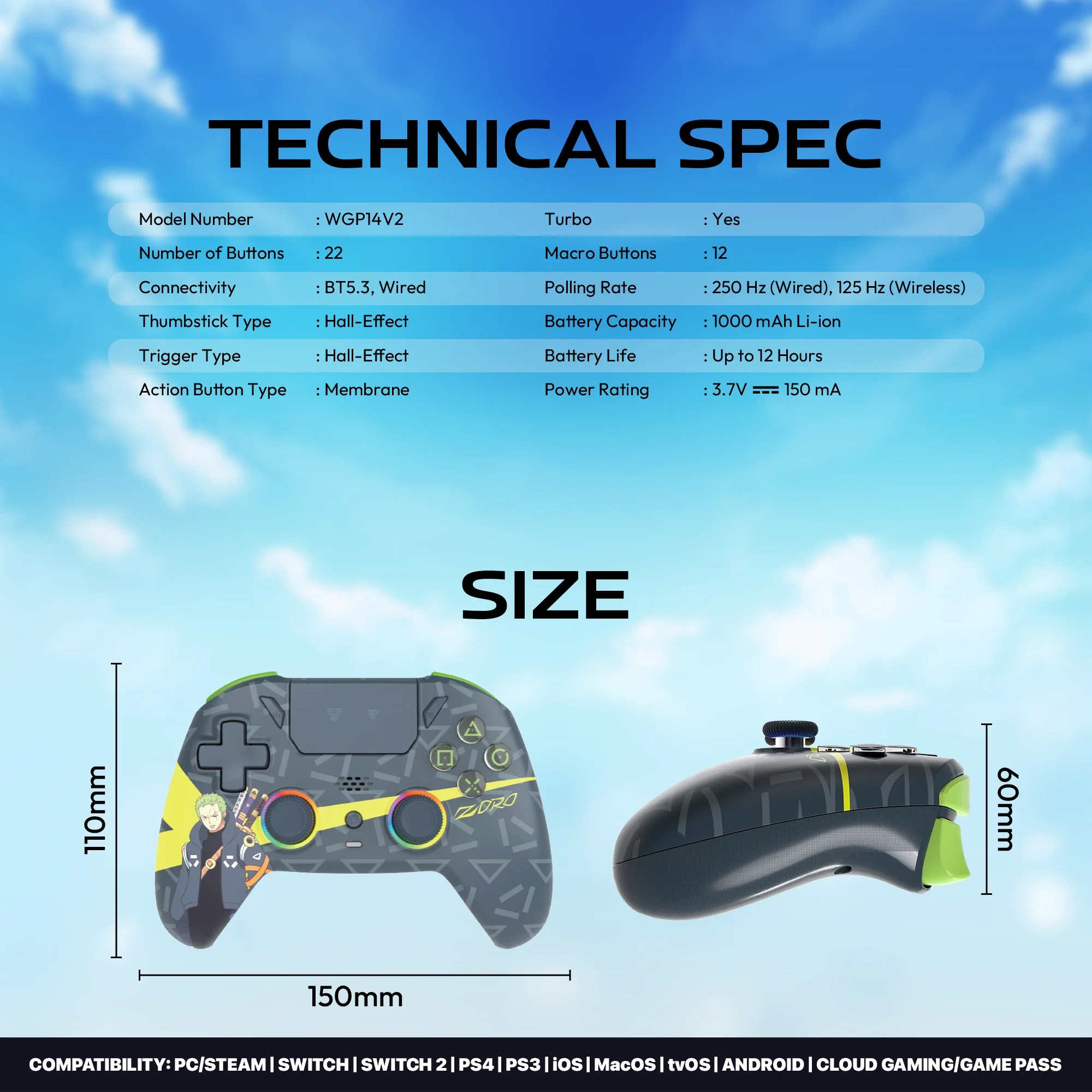Fantech NOVA PRO WGP14V2 One Piece Zoro Egghead Edition Multi-Platform Gamepad - Image 8