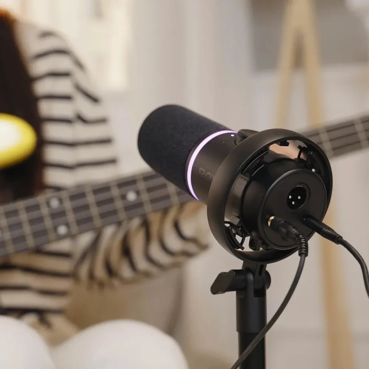 ميكروفون ديناميكي Boya CastMic S60 USB وXLR بإضاءة RGB - أسود - Image 4