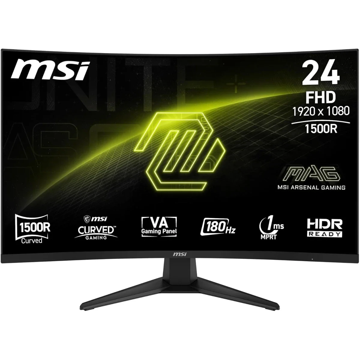 MSI MAG 244C 24-Inch Curved FHD Gaming Monitor, 180Hz, 1ms, VA, FreeSync, Black