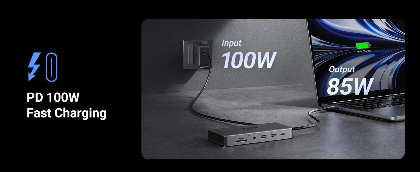 محطة إرساء لابتوب USB-C 11 في 1 من Ugreen مع HDMI مزدوج 4K@60Hz و8K@30Hz و10Gbps و100W PD - Image 13