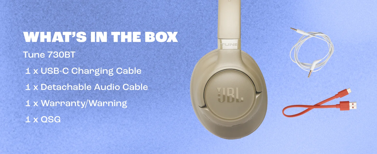 JBL Tune 730BT Wireless Over-Ear Headphones, White - Thumbnail 7