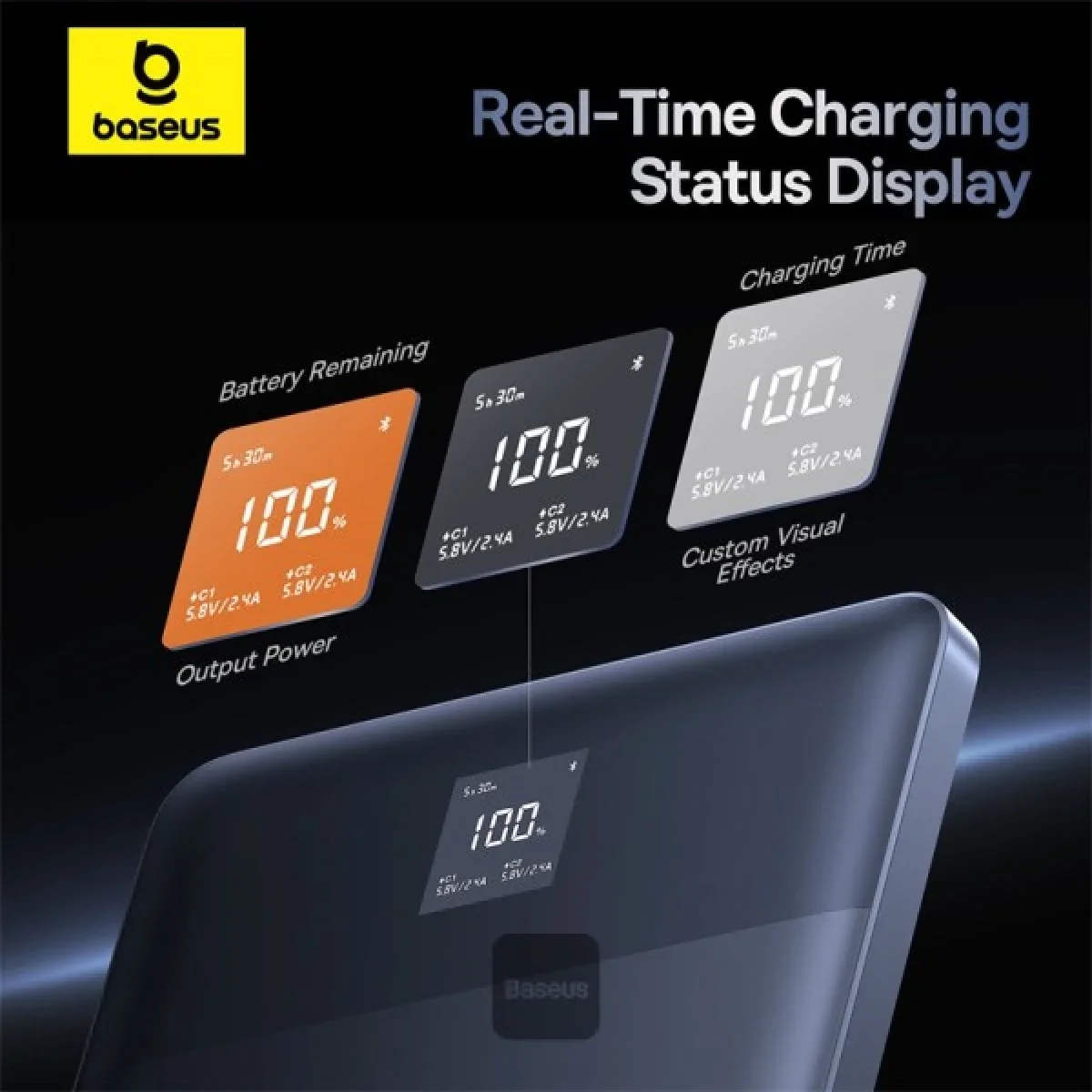 Baseus Blade2 12000mAh 65W Ultra-Thin Power Bank with Digital Display - Blue - Thumbnail 9