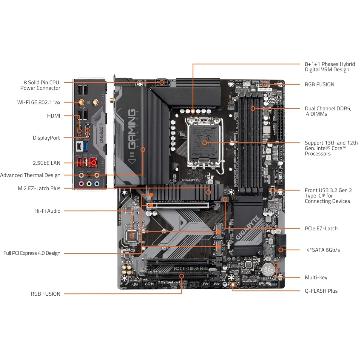 لوحة أم GIGABYTE B760 Gaming X AX Rev 1.0 ATX بمقبس LGA 1700 - Image 4
