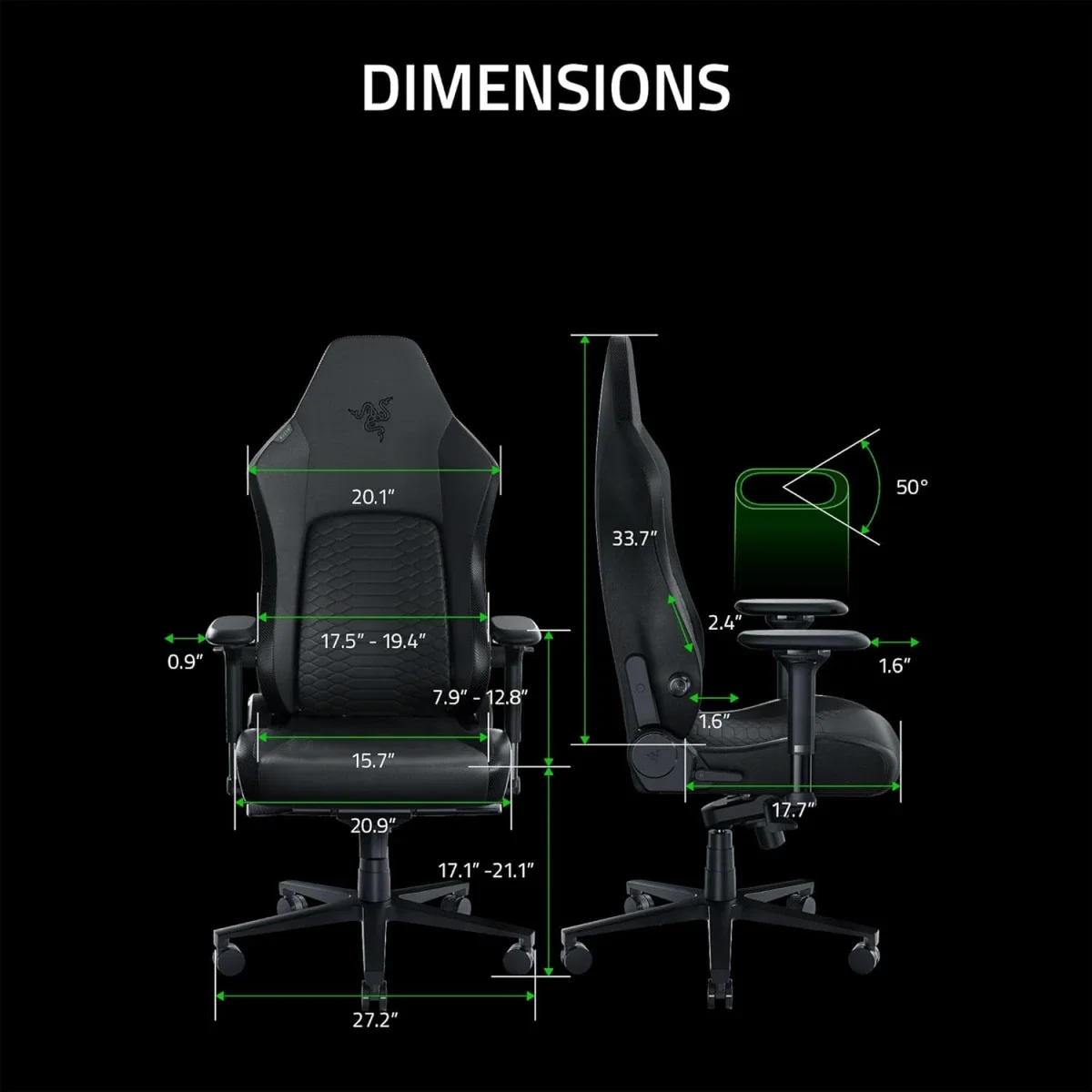 كرسي ألعاب Razer Iskur V2 قماش، إسفنج عالي الكثافة، مساند ذراع 4D، تحمل 136 كغ، دعم متكيف، إمالة مقعد تفاعلية وإمالة ظهر حتى 152°، رمادي داكن - Image 2