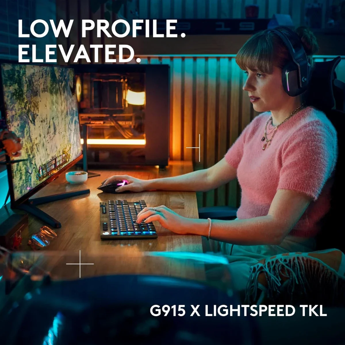 Logitech Wireless TKL Gaming Keyboard with RGB, Black, G915 X LIGHTSPEED - Thumbnail 2