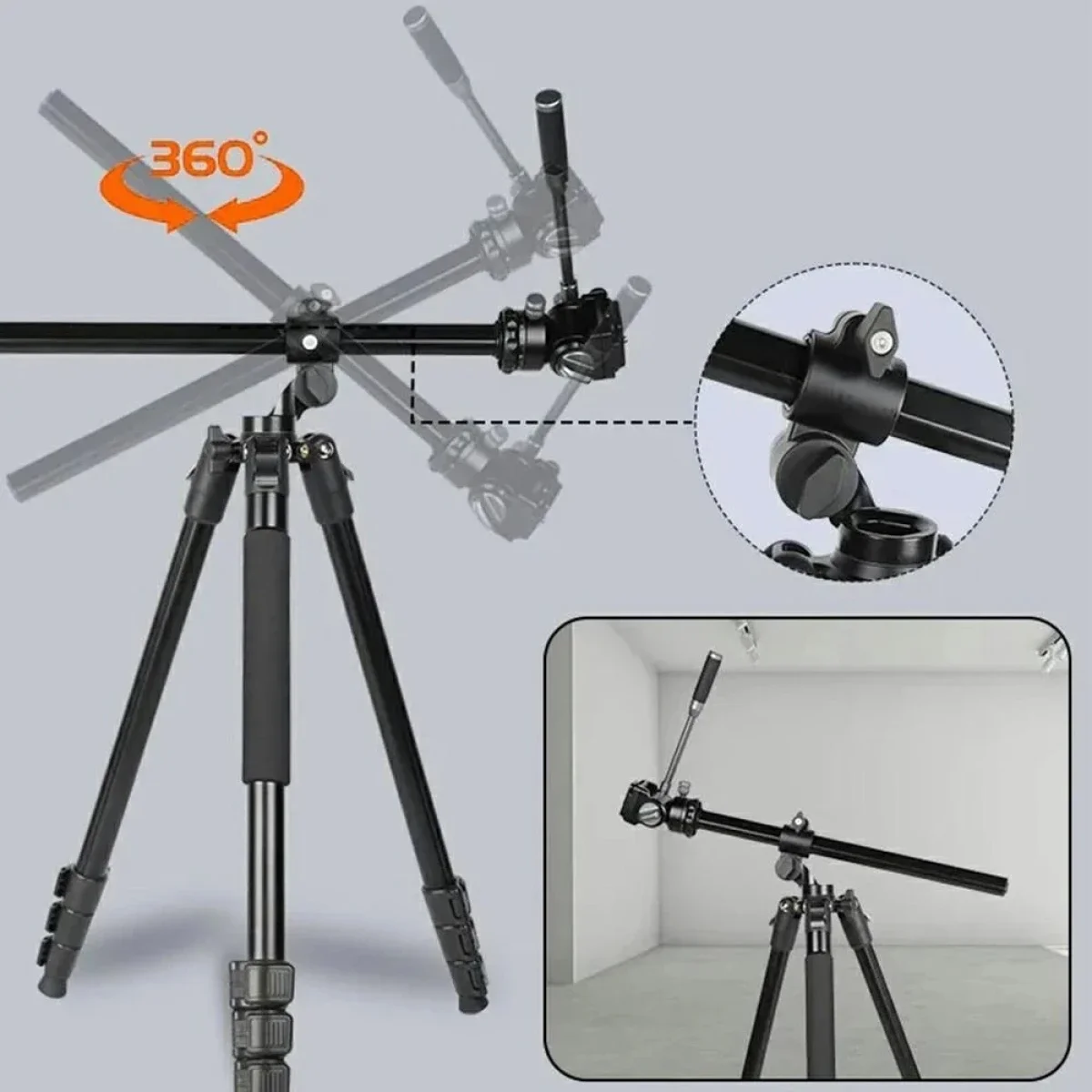 Jmary KS355+HG60 2-in-1 Camera Tripod & Monopod with 360° Ball Head - Black - Image 2