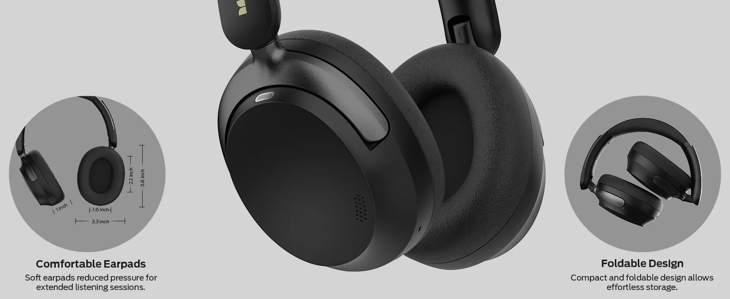 Monster Persona 3rd ANC Wireless Over-Ear Headphones with Mic, 70-Hour Playtime, Black - Thumbnail 13