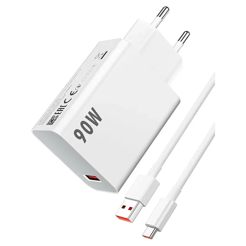 شاحن Xiaomi BHR07ZAGB بتقنية GaN بقدرة 90 واط مع كيبل USB-C - أبيض