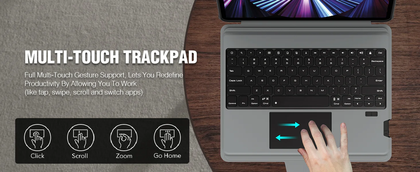 جراب لوحة مفاتيح Nillkin لجهاز iPad Pro 13 إنش M4 2024 مع لوحة تتبع - أسود - Thumbnail 11