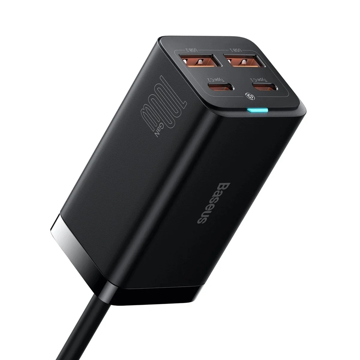 شاحن مكتبي Baseus GaN3 Pro GaN بقوة 100 واط و4 منافذ، 2 USB-C و2 USB-A، أسود - Thumbnail 2