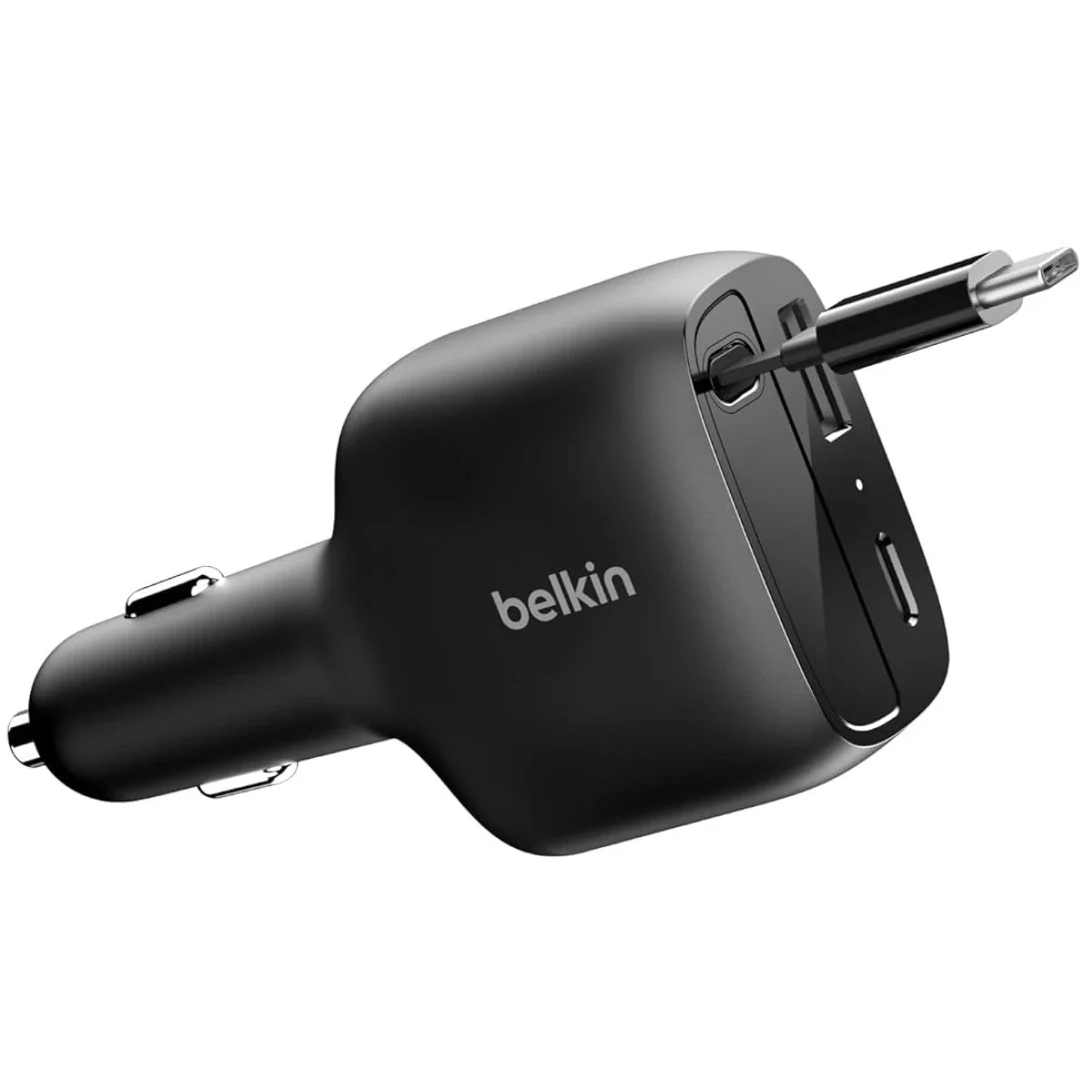 Belkin 75W USB-C Car Charger with 30in Retractable USB-C Cable - Black
