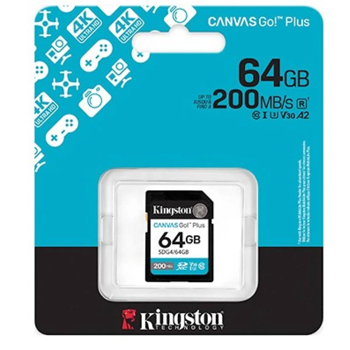 بطاقة ذاكرة Kingston Canvas Go! Plus SD سعة 64GB لكاميرات DSLR والميرورلس وفيديو 4K بسرعة تصل إلى 200MB/s - Image 4