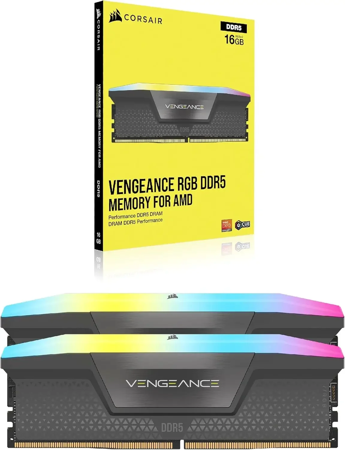Corsair VENGEANCE 32GB (2x16GB) 6000MHz RGB DDR5 RAM Grey CL36 - Thumbnail 2