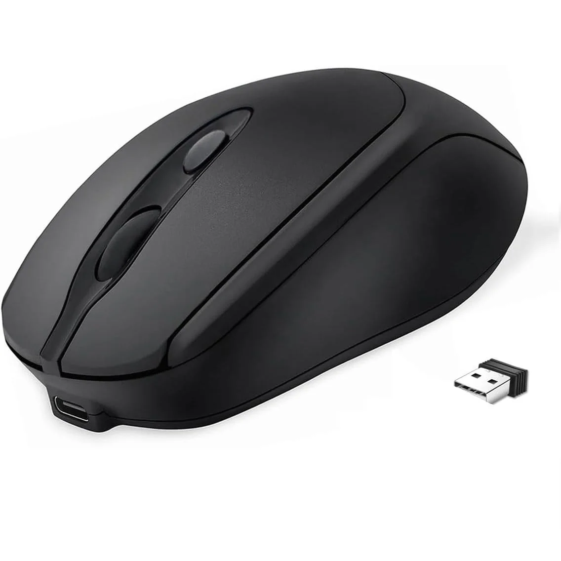 ماوس لاسلكي صامت قابل للشحن عبر USB-C – أسود