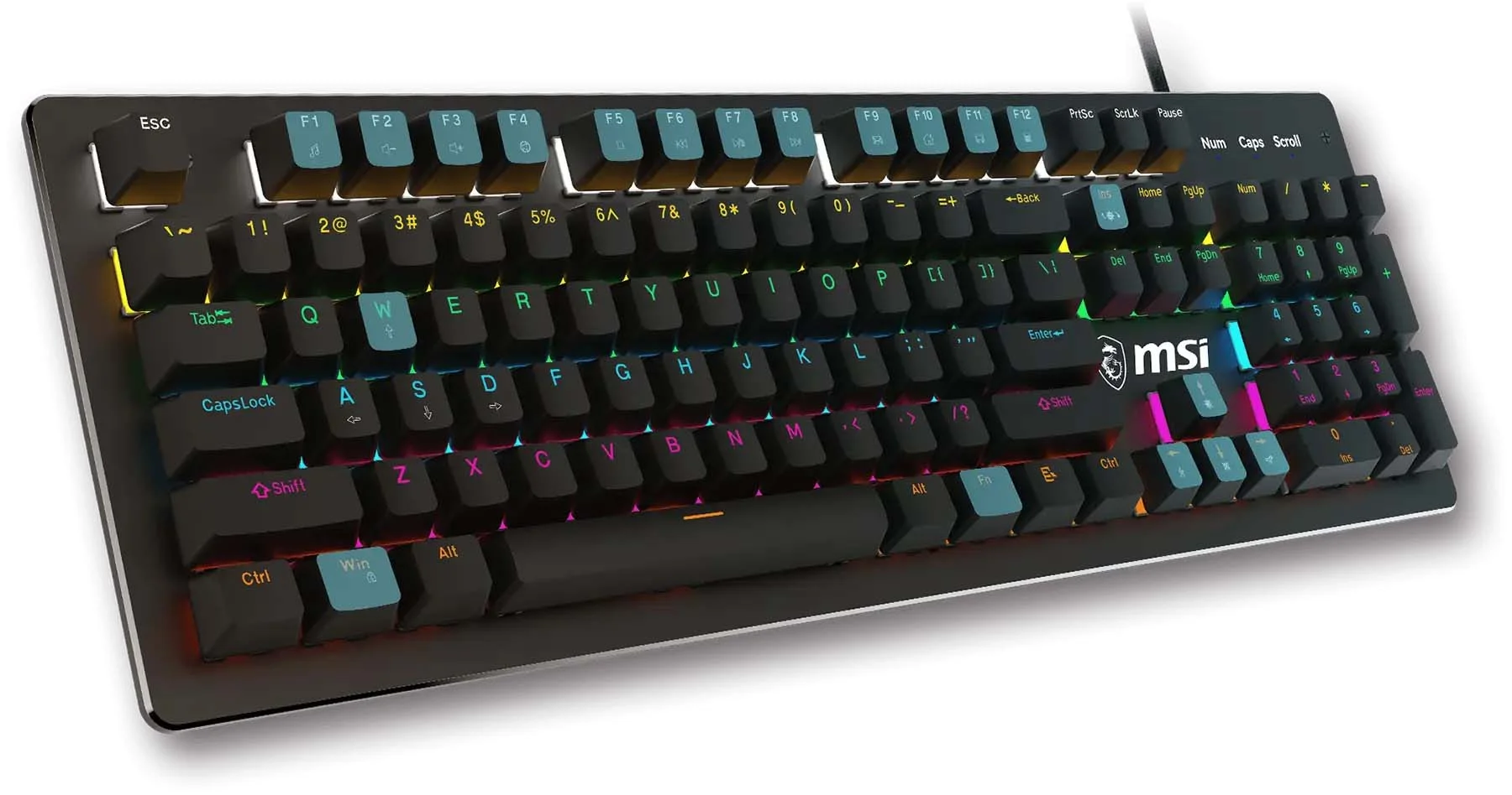 MSI Forge GK300 US Mechanical Keyboard, Blue Switches, Black - Thumbnail 8