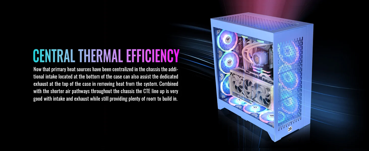 Thermaltake CTE E600 MX E-ATX Mid-Tower Case with 400mm PCIe 4.0 Riser Cable - Hydrangea Blue - Thumbnail 11