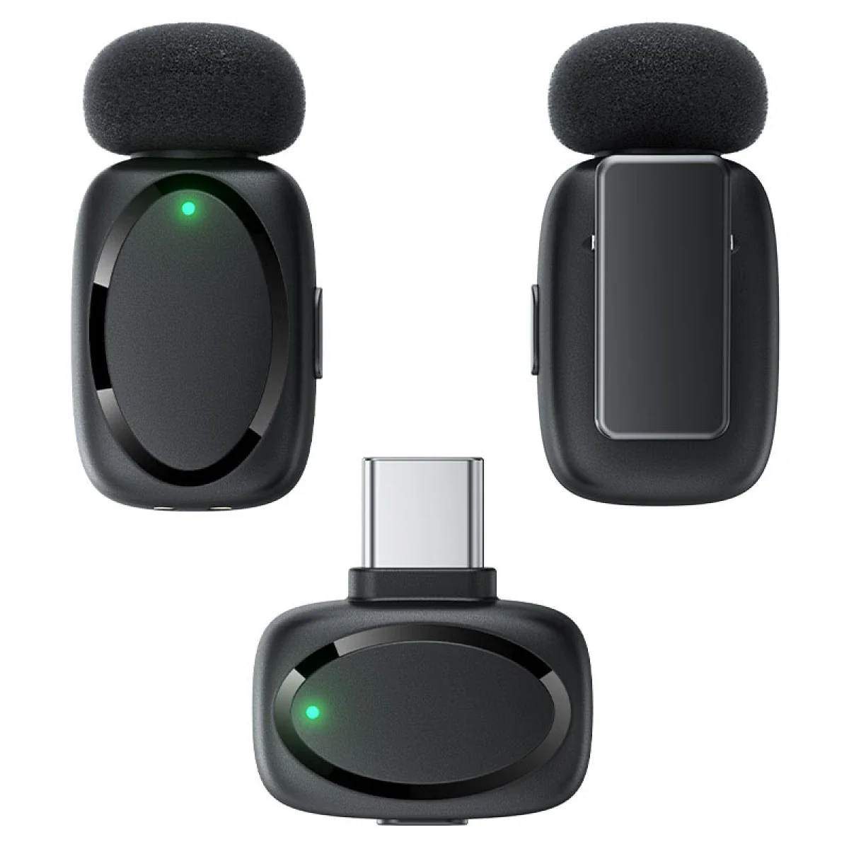 ميكروفون لافالير لاسلكي مزدوج ACEFAST R2 بمنفذ USB-C لهواتف iPhone وAndroid - أسود - Image 3