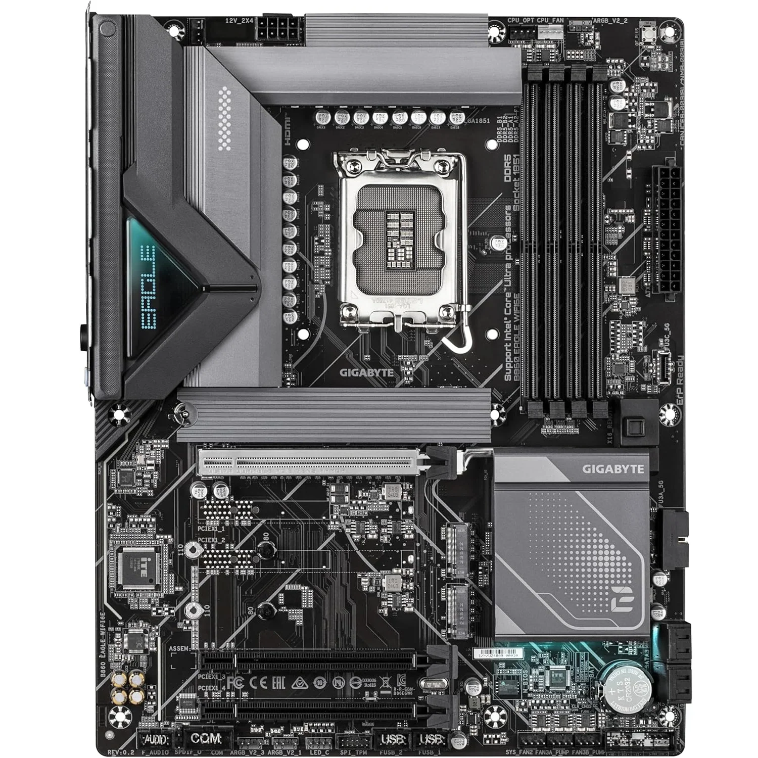 لوحة أم GIGABYTE B860 EAGLE WIFI6E لمعالجات Intel Core Ultra، DDR5 حتى 9066MHz، شبكة 2.5GbE وWi-Fi 6E - Thumbnail 2
