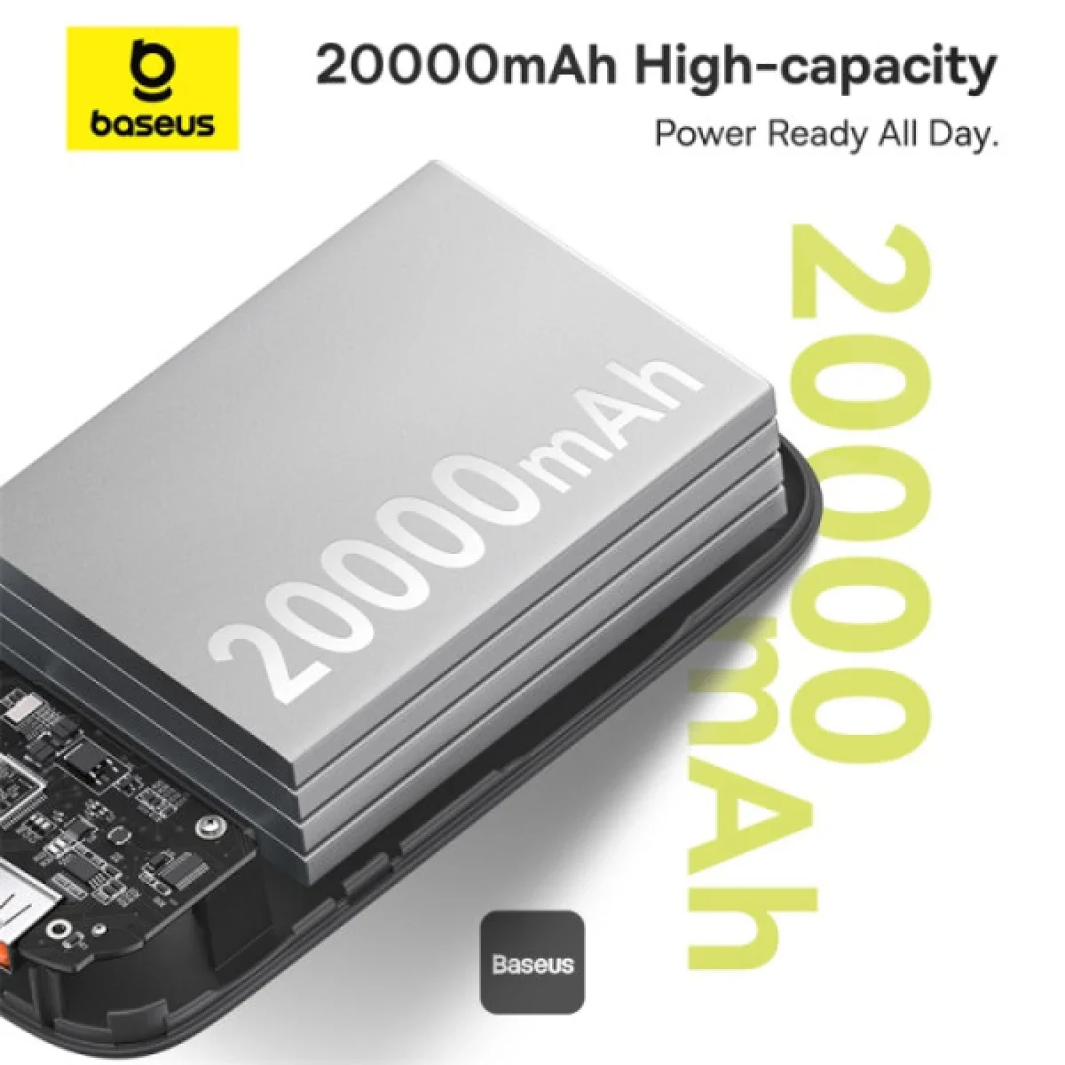 Baseus QPow2 20000mAh 30W Fast Charge Power Bank with Built-in Dual Type-C Cable - Black - Thumbnail 4