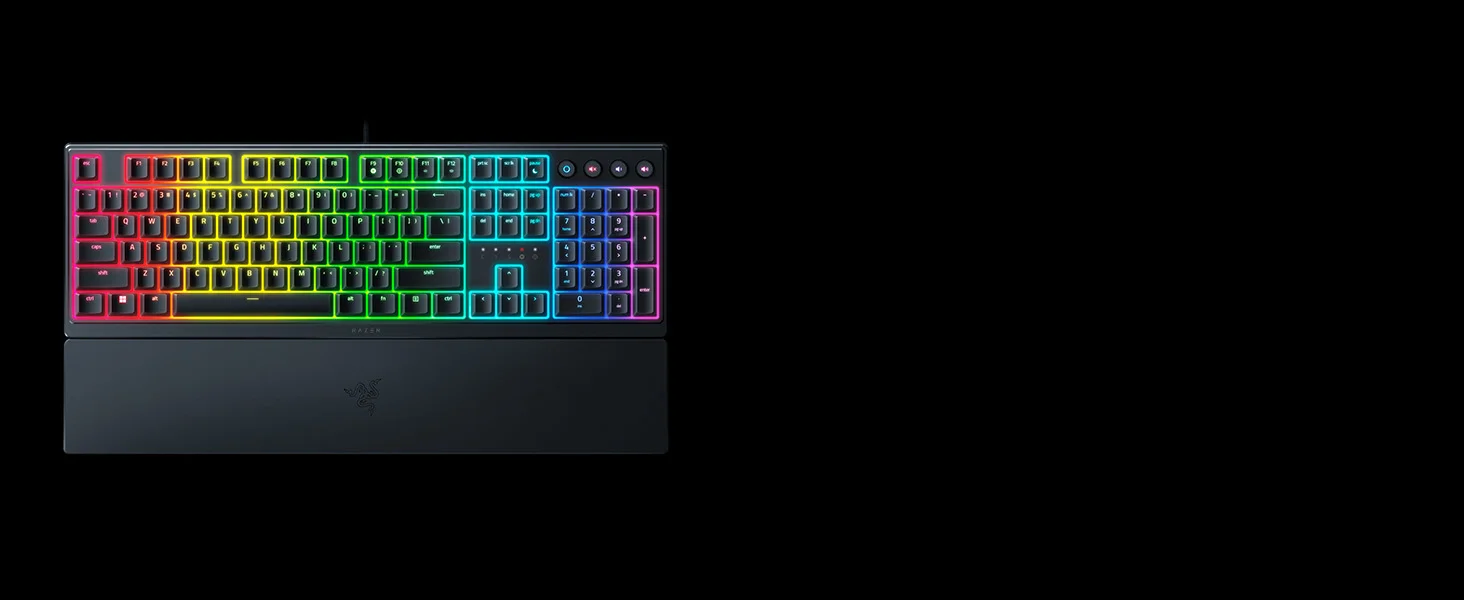 Razer Ornata V3 Low-Profile Mecha-Membrane Gaming Keyboard with 10-Zone RGB Lighting - Black - Thumbnail 8