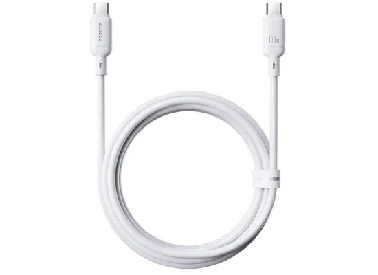 كابل شحن سريع Baseus Silky Series من USB-C إلى USB-C بقدرة 100 واط وطول 1 متر أبيض - Image 5