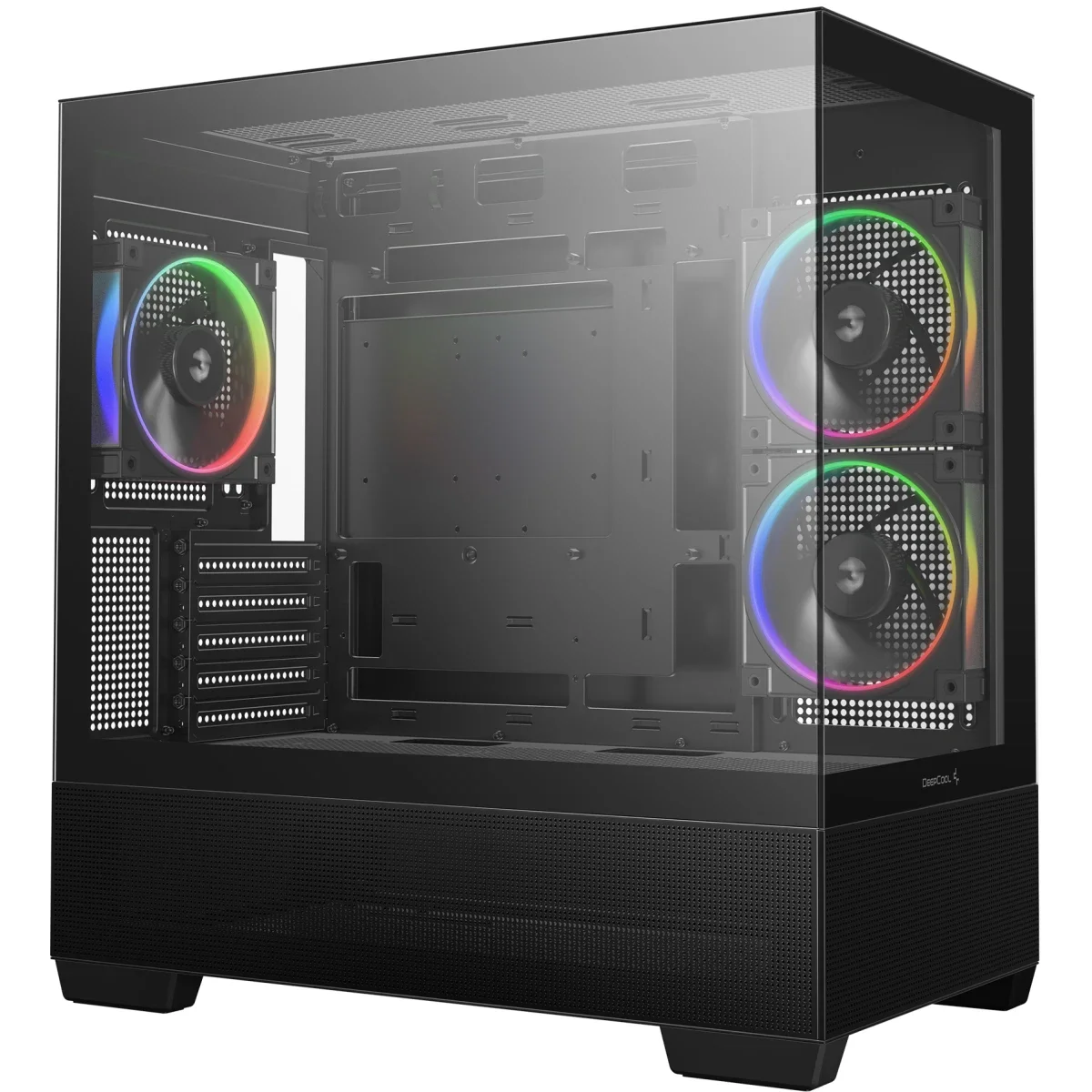 هيكل كمبيوتر DeepCool CG380 3F بانورامي ATX متوسط الحجم مع 3 مراوح ARGB مثبتة مسبقًا وUSB-C، أسود - Image 9