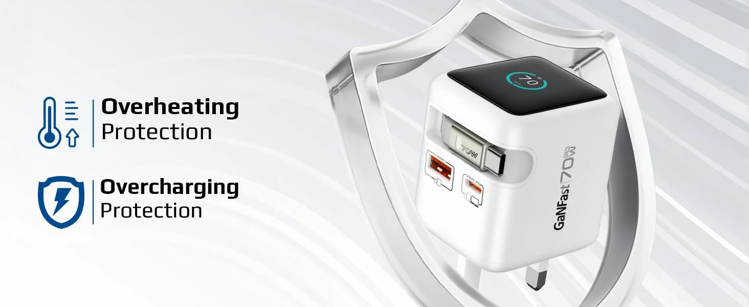 شاحن Promate Cubix-R70 GaNFast بقدرة 70 واط مع كابل USB-C قابل للسحب بطول 80 سم - Thumbnail 12
