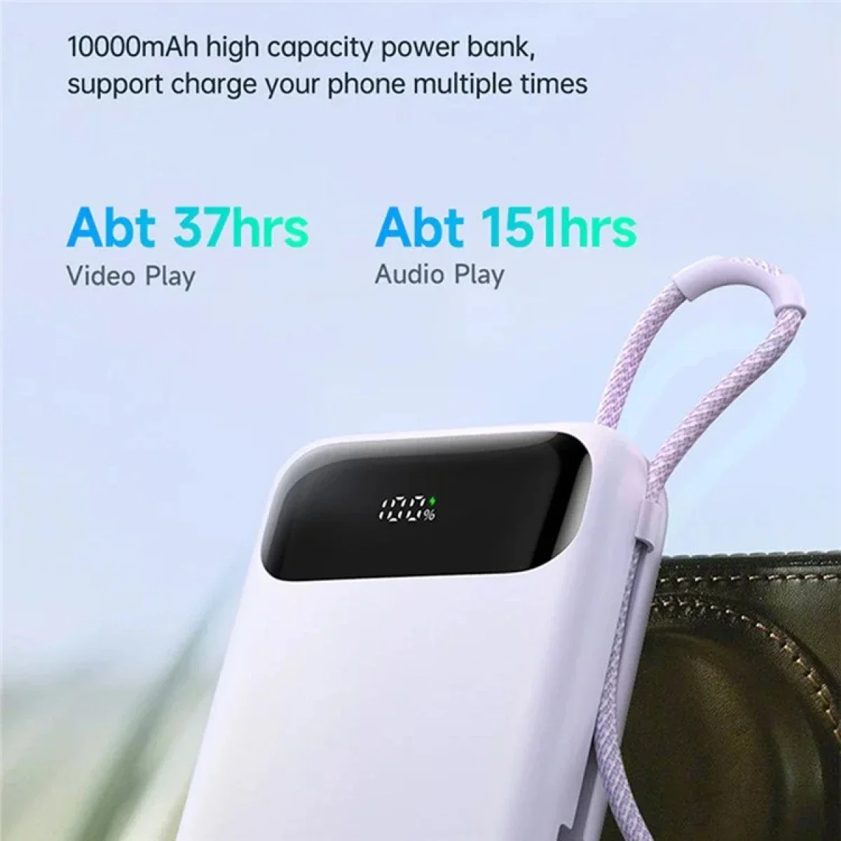 Mcdodo MC-325 10000mAh 22.5W PD Power Bank with Built-In iP Cable - Black - Thumbnail 5