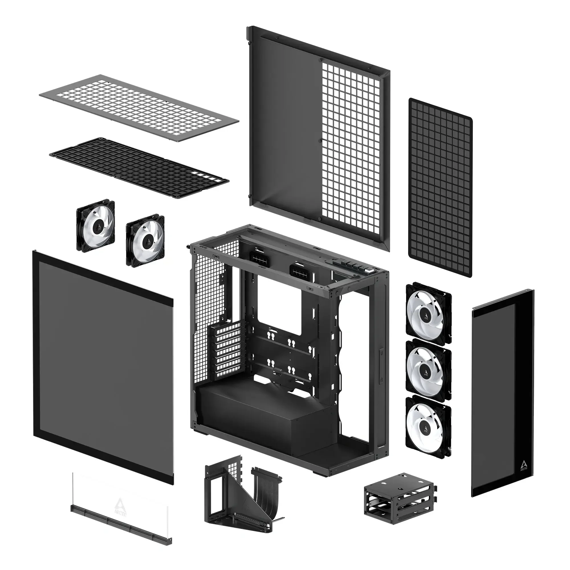كيس كمبيوتر ألعاب ARCTIC Xtender VG Black Tinted Glass Premium E-ATX مع تركيب عمودي لكرت الشاشة - Thumbnail 4