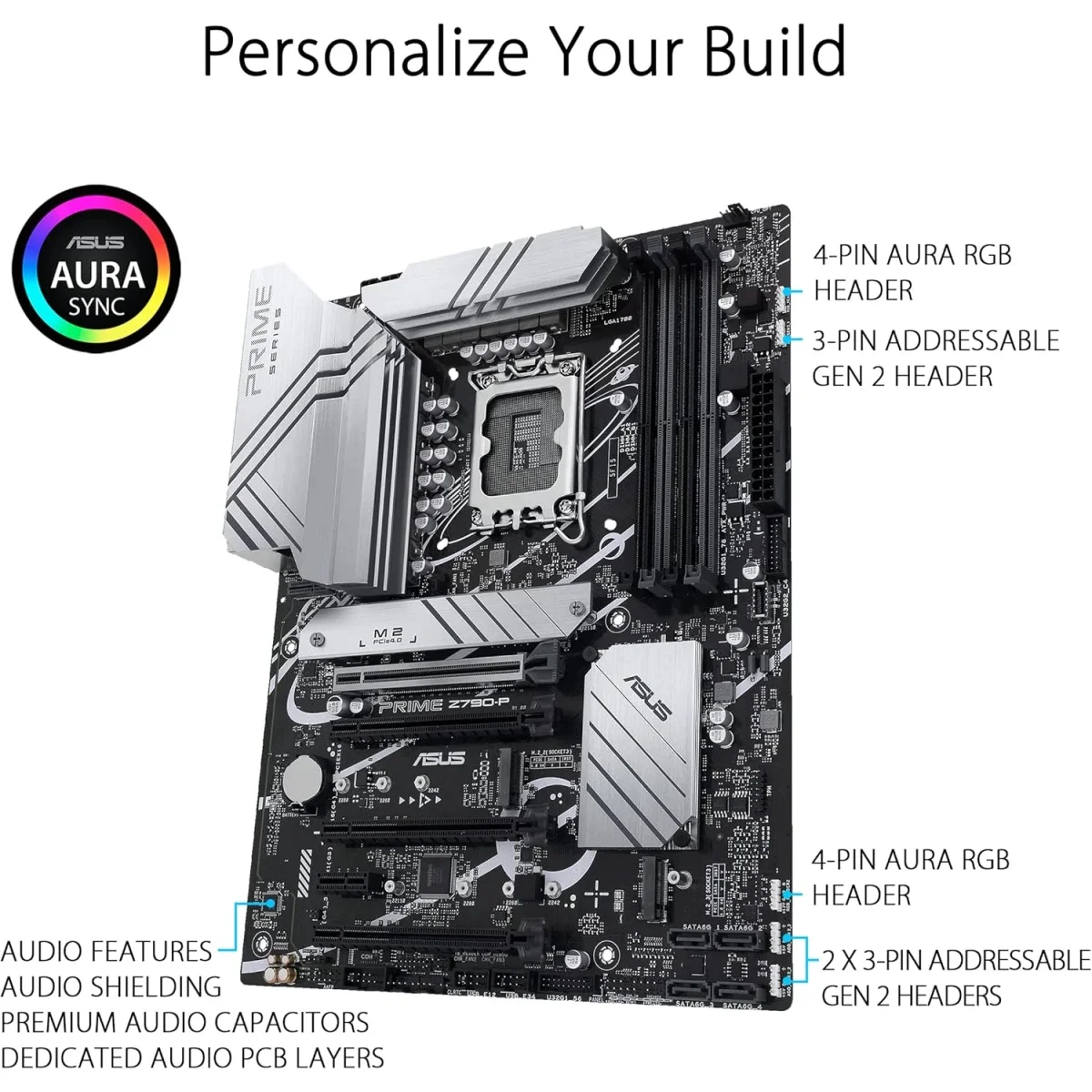 Asus Prime Z790-P DDR5 ATX Motherboard for Intel 13th & 12th Gen with 3x M.2, Thunderbolt 4 and RGB Lighting - Image 4