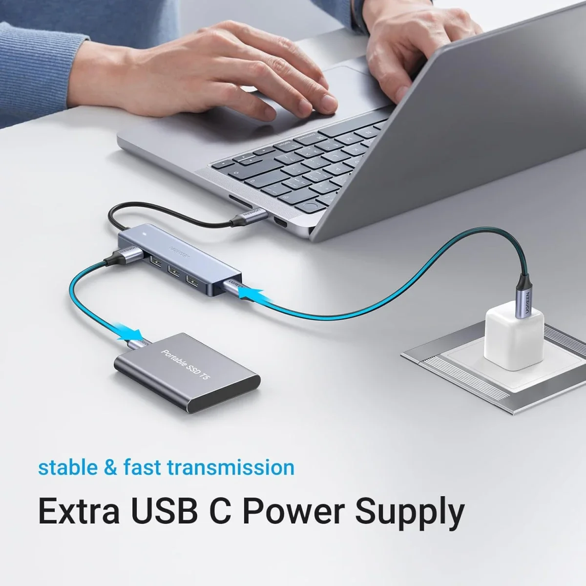 موزع Ugreen USB-C إلى 4 منافذ USB 3.0 بسرعة 5Gbps - Thumbnail 4