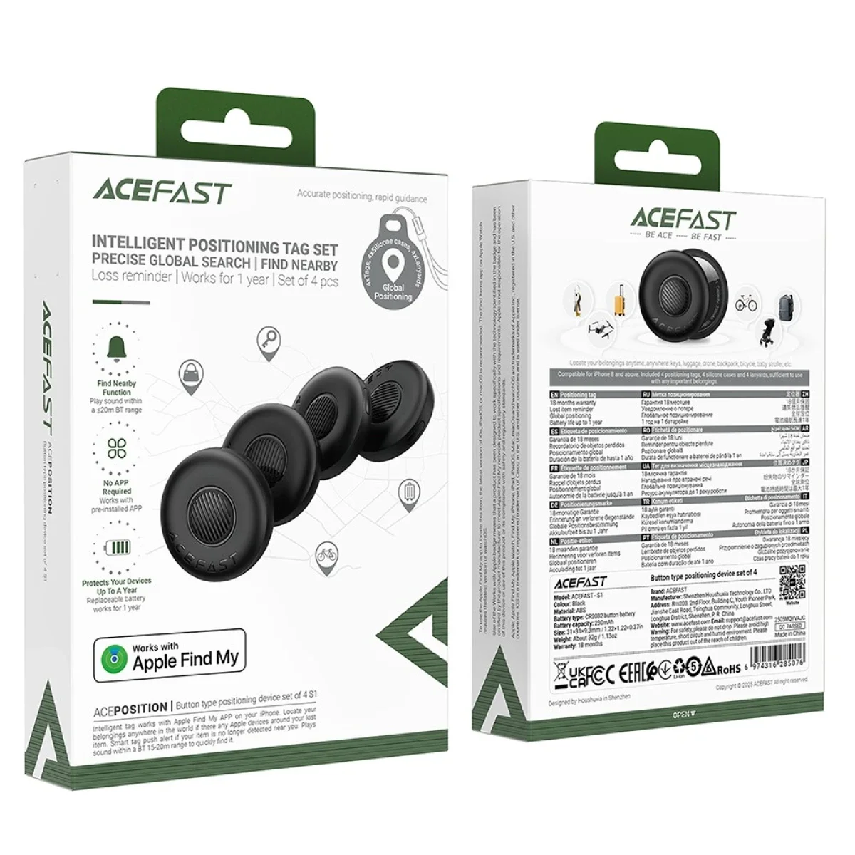 ACEFAST S1 Smart Tag Location Tracker 4-Pack for Apple Find My - Image 7
