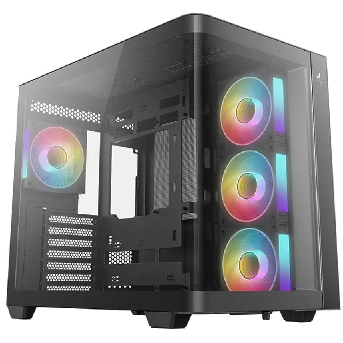 هيكل كمبيوتر DeepCool CG530U 4F بانورامي بزجاج منحني ATX ميد تاور مع 4 مراوح مثبتة مسبقًا - أسود - Image 1