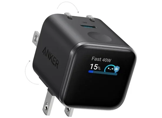 Anker A121D Nano 45W GaN USB-C Smart Display Wall Charger - Black